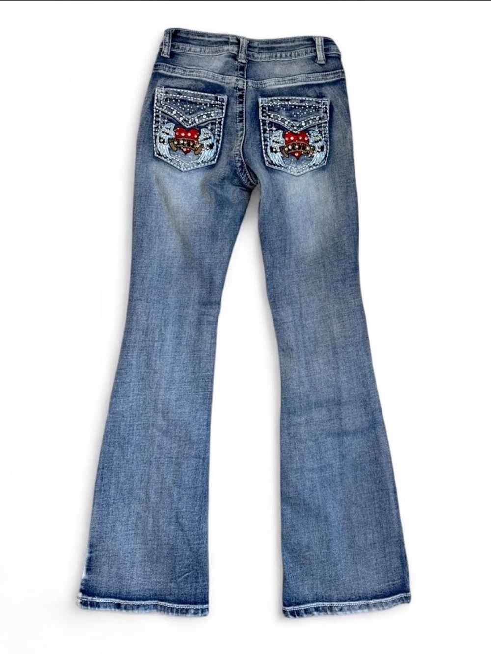 Disclosure Womens Size 3/26 Y2K Flare Bootcut Jeans Rhinestone Wings
